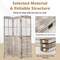 Coffee Wood Metal Folding Room Divider with Mesh Panels